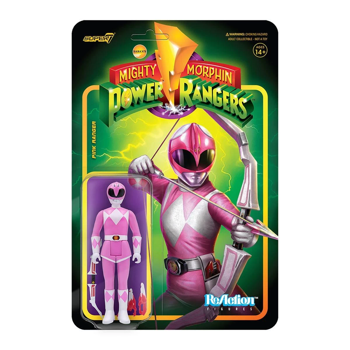 SUPER7 Power Rangers ReAction Action Figure Wave 2 - Pink Ranger 1 SUPER7 Power Rangers ReAction Action Figure Wave 2 - Pink Ranger
